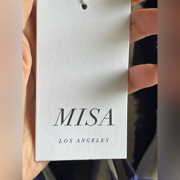 NWT MISA Los Angeles Karlina Blue and Cream Striped Women's Chiffon Mini Dress - Picture 7 of 12